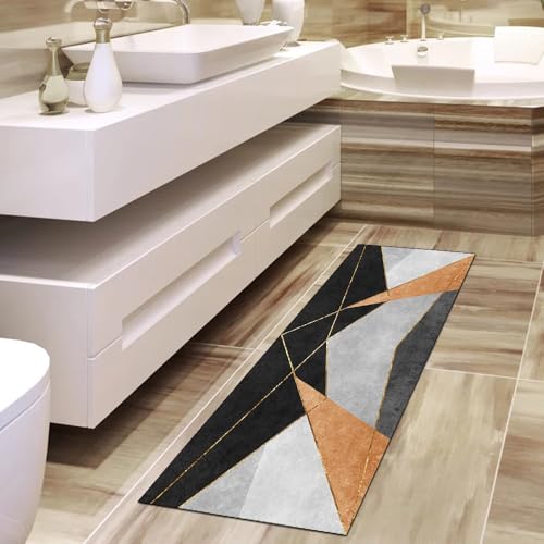 Alfombra de pasillo lavable de 100x120 cm con diseño patchwork naranja 4