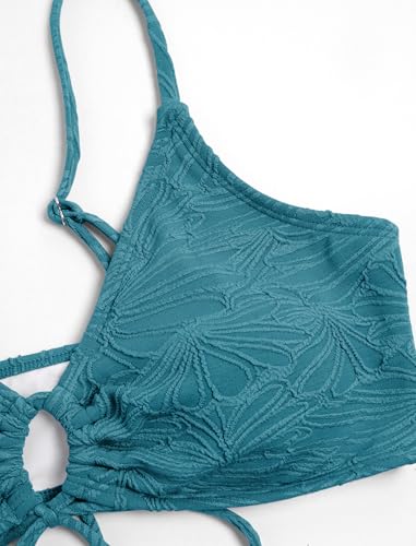 Image of ZAFUL Bikini Sets for Women String 2 Piece Swimsuits High Waisted Bathing Suit V Neck Cut Out Swimwear