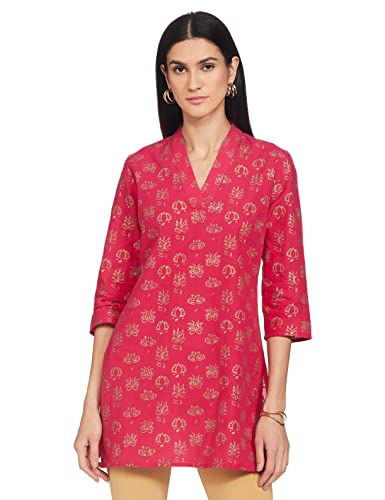 Image of Zemyra Women's Cotton Regular Kurta (AW20TUN1 Fuchsia S Small)