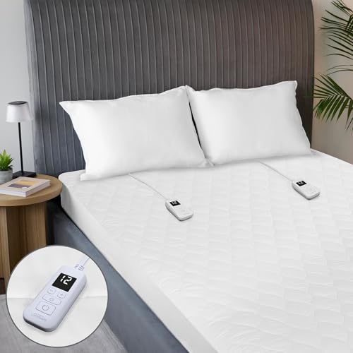 Sunbeam Electric Premium Water Resistant Restful Quilted Heated Mattress Pad, 12 Heat Settings,...