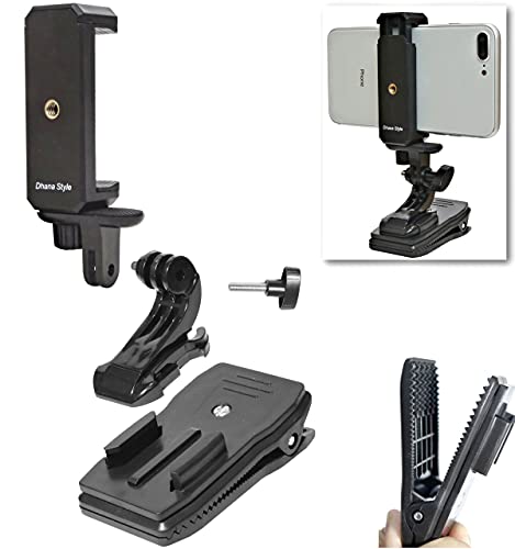Dhana Style ウェアラブルカメラ スマホ デジカメ POV ハンズフリー 動画 スマホホルダー 360° 回転 角度調整 クリップ マウント 変換アダプター クランプ ブラケット ホルダー スマートフォン スポーツカメラ 対応 (MDF-MPCH-J)