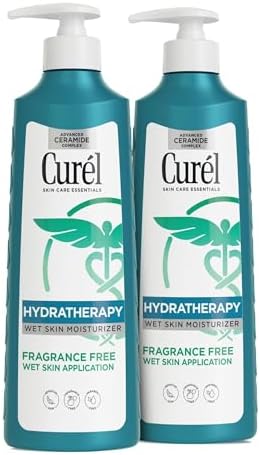 Curel Hydra Therapy In Shower Lotion, Wet Skin Moisturizer for Dry or Extra-dry Skin, with Advanced Ceramide Complex, 12 Oz, Pack of 2