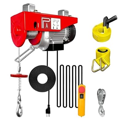 YATOINTO Electric Hoist,440 lbs Winch with Wired Remote Control,Electric Winch Single/Double Slings 39.4ft Lifting Height with Emergency Stop for Factories,Warehouses,Construction Site