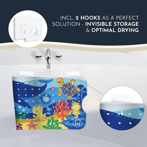 Bath Tub Mat Non Slip Anti Mold for Kids BPA Free INCL Hooks - homerella® Ocean Sea Animals 40x16, Baby Bath Mat Non Slip 200 Suction Cups, Non Toxic Machine Washable Toddler Bath Mat, EU Certified