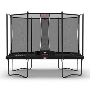 BERG Ultim Favorit Regular Trampolin | Rechteckig 410 cm | Schwarz | Mit Sicherheitsnetz Comfort | Airflow Sprungtuch | UV-beständige Randabdeckung | Robuster Stahlrahmen