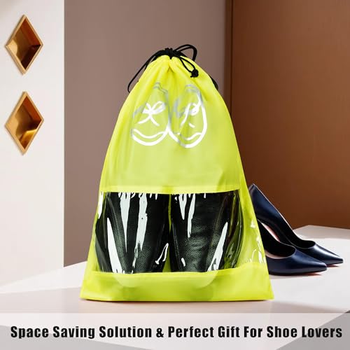 Image of Heart Home Pack of 10 Travel Shoe Organizer | Travel Storage Bags | Travel Carrying Bag | Storage Organizers Set | Shoe Cover with Transparent Window | Shoe Dori Cover | Yellow & Brown