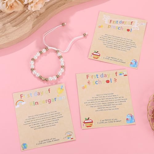 Image of First Day of Preschool Bracelet Back to School Gifts for Kindergarten / Preschool / School Gift Mama and Mini Adjustable Mother Daughter Bracelets as Supplies for Girls to Relieve Study Anxiety