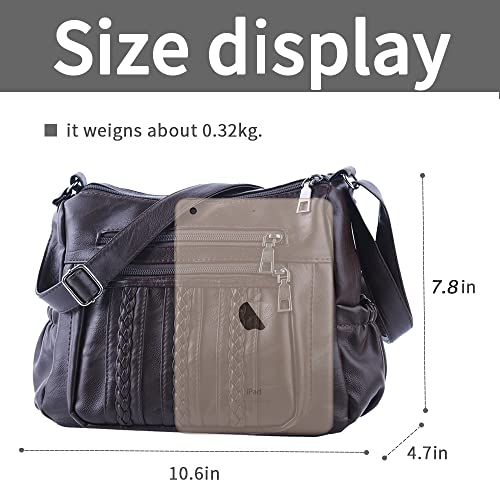 Image of ELDA Purses for Women Pocketbooks Soft PU Leather Ladies Crossbody Purse Multi Pocket Shoulder Bag