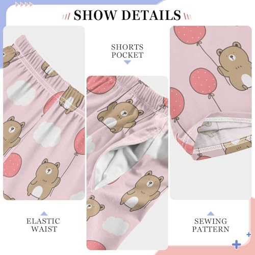 ZZKKO Cartoon Bear Balloon Boys Pants for Kids Jogger Pants with Pockets S-XL4