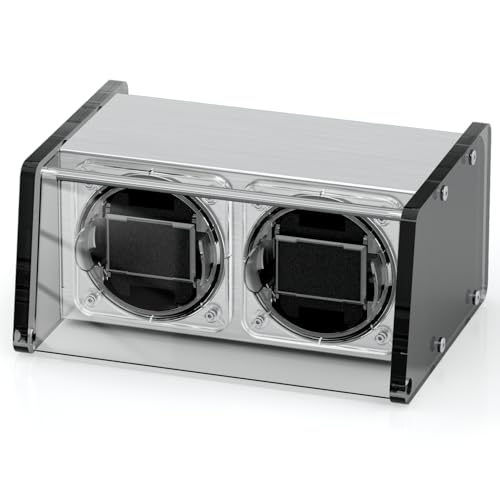 Watch Winder for Double Automatic Watches - 2 Watch Winder Box with Quiet Motor 4 Rotation Mode Setting Grey