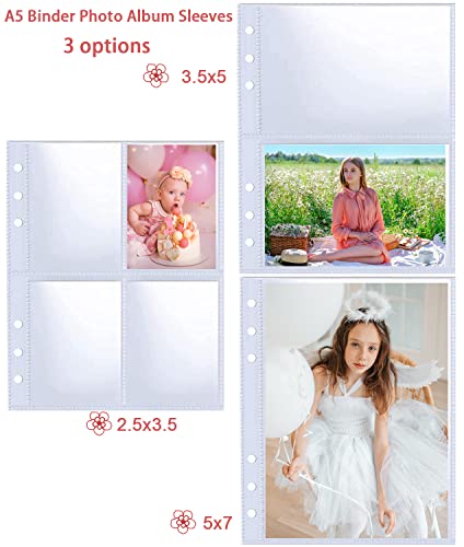 30 Pack 60 Taschen 5x7 Zoll (13x18 cm) Fotokartenhüllen für 6 Ring A5 Binder, Ultra-Clear Foto Hüllen, Doppelseitige Foto Seiten, Top Loading Foto Blattschutz für Fotos, Postkarten, Saatgut-Pakete