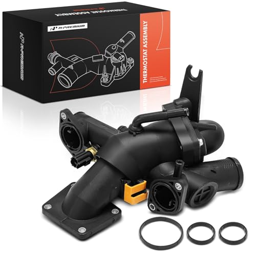 A-Premium Engine Coolant Thermostat Housing Assembly Compatible with Jaguar S-Type 2003-2008, Vanden Plas, XJ8 2004-2009, XF 2009-2010, XK 2007-2009