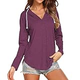 Damen-Pullover-Hoodie, Herbst 2025, leicht, langärmlig, modisch, locker geschnitten, lässig, weinrot, Größe M