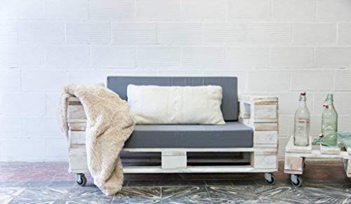 1 x SOFÁ con Ruedas para Interior & Exterior de 3 Plazas - Juego & Mueble de Terraza & Patio & Jardín hecho con Palets de Madera Reciclados (NO incluye esponja y funda) Conjunto Muebles (Blanco)