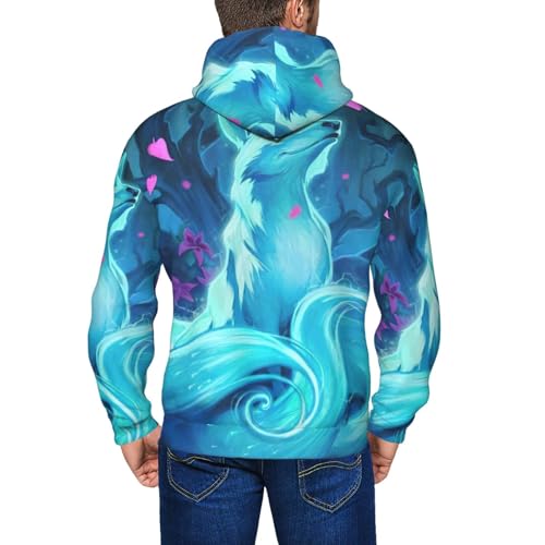 Sweat à capuche EdWal Magic Blue Fox imprimé original manches longues - 3