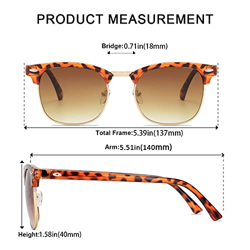 Image of Retro Semi Rimless Sunglasses Half Frame UV400 Glasses for Men And Women