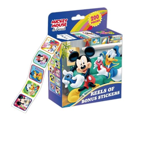 FEIFEI'S BOW 200pcs Kids Toddlers Princess Elsa Mickey Mouse Dinosaur Stickers Party Bag Fillers Boys Girls Teachers as Reward Craft Scrapbooking in Box Gift Set (Mickey Mouse)