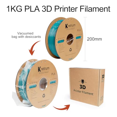 Image of Kretrum PLA Filament 1.75 mm 3D Printer Filaments Cardboard Spool Refills 1 kg Widely Compatible for Most FDM 3D Printers Fits ELEGOO Anycubic FlashForge Creality Bambu Prusa ect. Pine Green