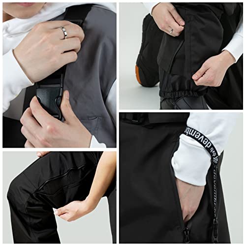 Devembr Men Snow Pants With Removable Bib, Ski And Snowboard Convertible Winter Overalls, Waterproof Windproof Breathable Pants For Skiing And Snowboarding, L #TOP4