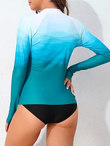 ATTRACO Women's Rash Guard Swim Shirt Long Sleeve Uv Sun Protection Quick Dry Lightweight Printed Shirts with Thumb Holes2