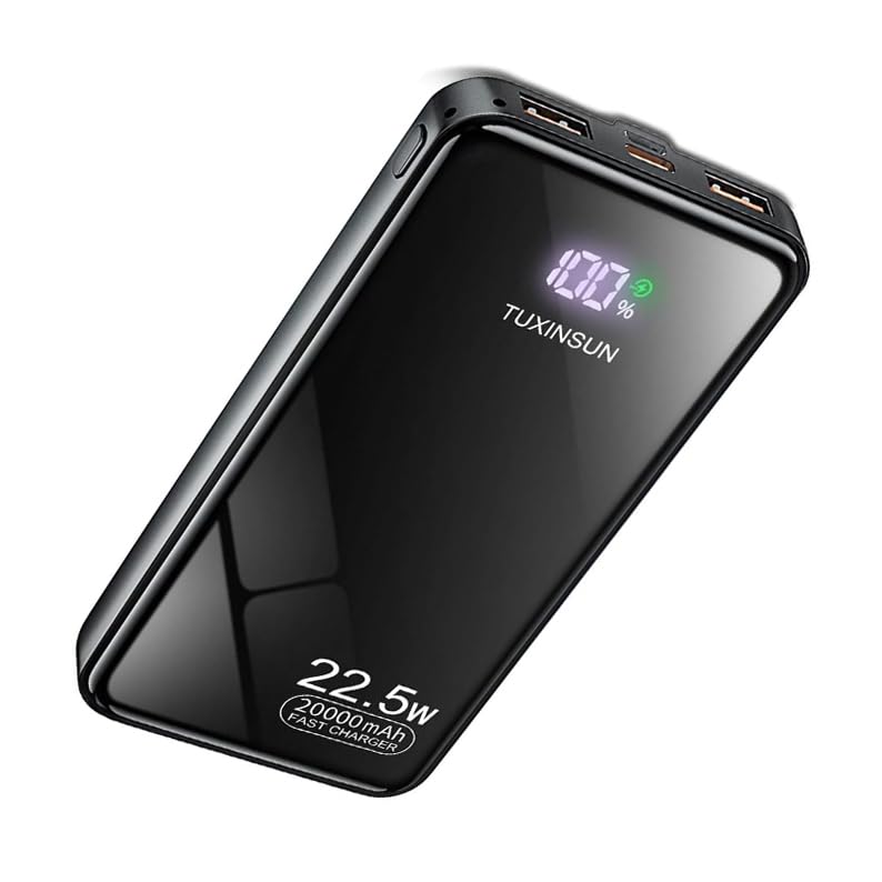 Externer Akku Solar, 20.000 mAh, PD20W, Solar-Ladegerät, Power...