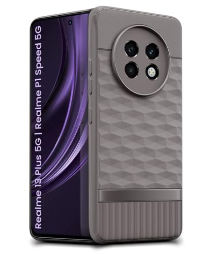 Image of WOW IMAGINE Back Cover for Realme 13 Plus 5G | Realme P1 Speed 5G with Hexa Cube Design | Soft Rubberised Case | Inner Velvet Fabric | Matte Silicone Flexible Mobile Case | Camera Protection - Grey