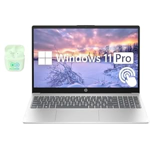 HP 15.6″ Touchscreen Business & Student Laptop Computer, 64GB RAM 2TB SSD, 6-Cores Intel Core i3, Windows 11 Pro with Microsoft Office Included, PLUSERA Earphones, Silver