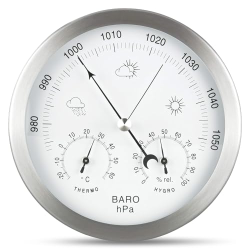WIYETY 138mm Thermo-Hygrometer Wetterstation analog: Ablesbar Runder Barometer Thermometer Hygrometer Innen Analog, Gut Ablesbar Zimmerthermometer, Luftfeuchtigkeitsmessgerät für Garage Büro WIYETY 138mm Thermo-Hygrometer Wetterstation analog: Ablesbar Runder Barometer Thermometer Hygrometer Innen Analog, Gut Ablesbar Zimmerthermometer, Luftfeuchtigkeitsmessgerät für Garage Büro