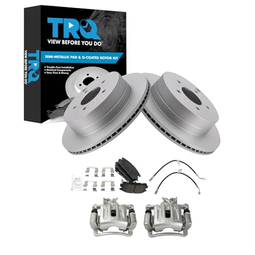 Image of TRQ Rear Brake Pad & Rotor Kit Semi-Metallic Premium G-Coated Compatible with 2012-2015 Chevrolet Captiva Sport 2008-2010 Saturn Vue
