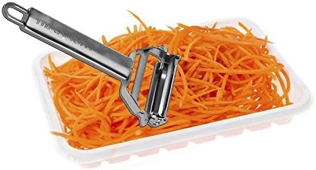 Best Julienne Vegetable Peeler Set Peels Potato Pineapple Carrot Apple Stainless Steel Paleo Kitchen Tool and Better than Titan or Rotato Squash and More Lifetime Guarantee Julianne Juliene Julliene Jullienne Now with FREE Spiral Peeler Included by. TiTAN - ium