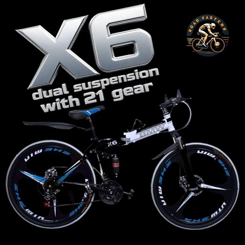 Image of X6 Series 21-Speed Gear Cycle for Men | Foldable 26-Inch Bicycle with Spoke Alloy MacWheels, Dual Disc Brakes & Dual Suspension | Off-Road & City Riding Bike (Black)
