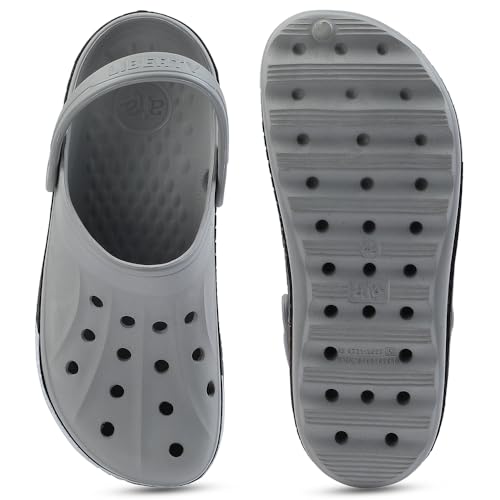 Image of Liberty A-HA LITEWALKXT Clogs for Men, Black & Light Grey | Casual Slip-On Slingback Clog for Walking, Outdoor /Indoor Use | Solid Pattern, Fashionable Sandals with Lightweight Regular wear