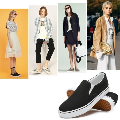 Image of Women's Canvas Slip On Sneakers Non Slip Loafers | low top non slip on walking breathable casual comfortable fashion tennis