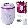 Philips Satinelle Essential Compact Epilierer BRE275/00 – Epilieren leicht gemacht, glatte Haut wochenlang, für Beine und empfindliche Breiche, mit Opti-Light, inkl. 4 Zubehörteile, lila