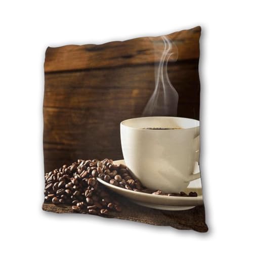 Taies d'oreiller café carrées lot de 2 en coton imprimé grain