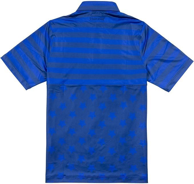 U Suck at Golf Men's High Performance Dry Fit Short Sleeve Golf Polo Shirt (Stars and Stripes Polo Blue, XX-Large) - Image 4