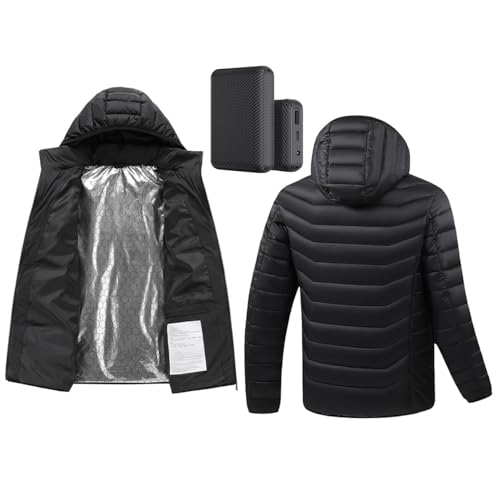 Kevis Men Jacket Heated Coat Electric Heating Vest 21 Areas Universal Outdoor Warm Thermal Parka Jackets, 1 Clothes+2 Batteries (XX-Large)