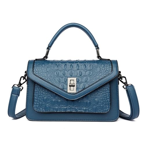 Image of Women Vegan Leather Evening Handbag Crocodile Pattern Handle Clutch Purse Cross Body Envelope Bag
