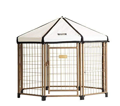 Advantek Pet Gazebo Outdoor Metal Dog Kennel with Reversible Cover, 4 Foot