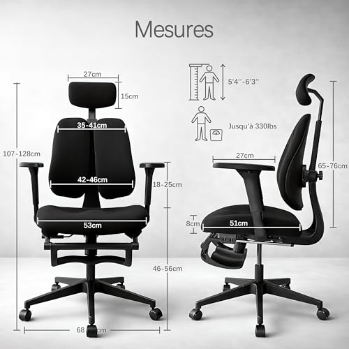 Chaise de bureau ergonomique avec dossier dynamique Flex S3 et accoudoirs 4D - 3