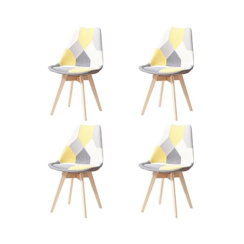 Sillas Comedor Pack 4 Madera con Tela Marca GrandCA HOME