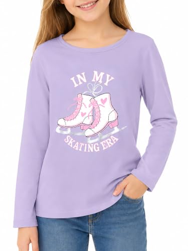 Image of Girls Long Sleeve T-Shirt Cute Versatile Basic Casual Top Size 6-18 | Soft Stretchy Tee for All Day Comfort, Versatile Layering Top for Cold Days, Cute Casual Style for Girls, Durable Easy Care