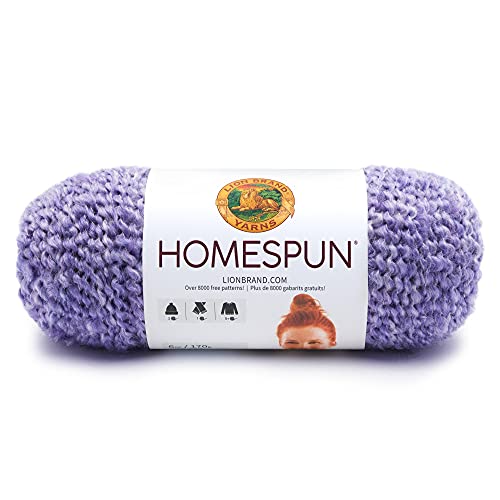 Image of Lion Brand Yarn Homespun Yarn, Soft Bulky Yarn for Knitting, Crocheting, and Crafting, 1 pack, Purple Aster