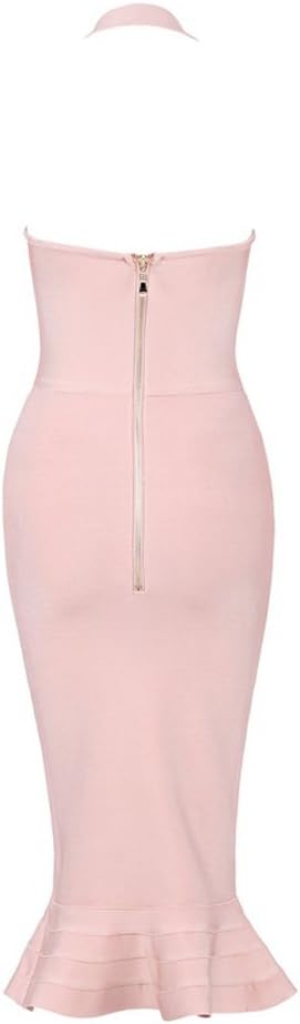 whoinshop Women’s Halter Fishtail Mermaid Bodycon Knee Length Cocktail Bandage Dress - Image 4