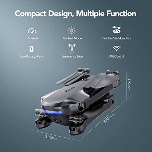 Potensic P4 Foldable Drone With Camera For Adults Beginners, Fpv 1080P Hd Wifi Remote Control Quadcopter With 40 Mins 2 Batteries, Altitude Hold, Gravity Control, Trajectory Flight, Headless Mode #TOP7