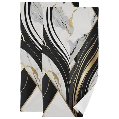 KENADVI Black and White Marble Towels Set Cover