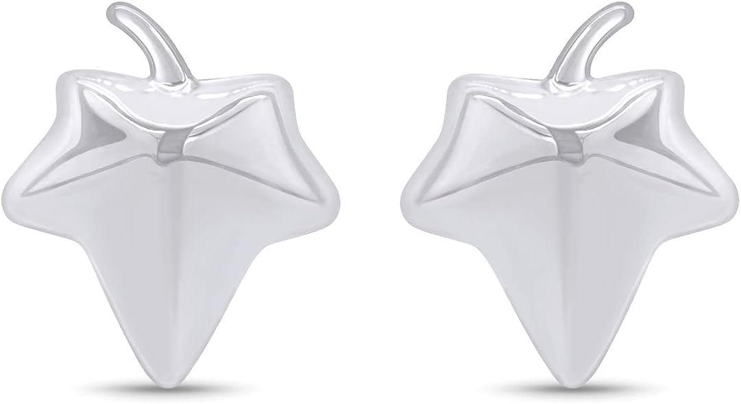 14k Gold Over Sterling Silver Ivy Leaf Stud Earrings