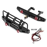 37g Front and 26g Rear Bumper - CNC Aluminum Bumper with Light for 1/18 RC Crawler TRX4M Defender Upgrade (A)