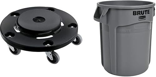 Rubbermaid Commercial Products - Papelera brute con ruedas, color negro, transporta 20, 32, 44 y 55 G, contenedores brutos y productos comerciales,