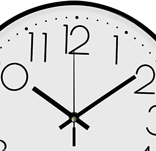 Image of TEKCOOL Plastic Digital Wall Clock 12 inch Silent Quartz Decorative Non-Ticking Classic Clock Battery Operated Round Easy to Read for Room /Home /Kitchen /Bedroom /Office /School- (White Black);